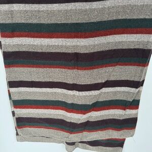 Large Soft Striped Scarf – Gray, Green & Red